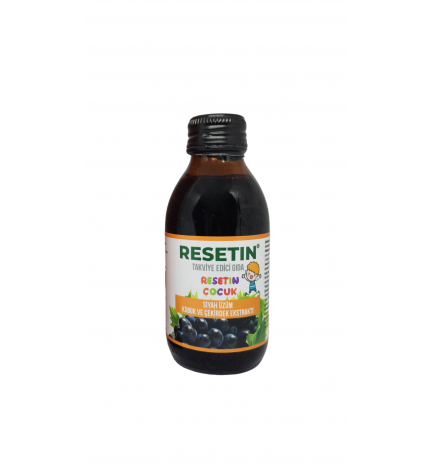 Resetin Çocuk 125 ML Siyah Üzüm Kabuk ve Çekirdek Ekstraktı Takviye Edici Gıda Resetin Çocuk 125 ML Siyah Üzüm Kabuk ve Çekirdek Ekstraktı Takviye Edici Gıda